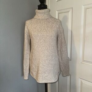 Michael Kors Womens Turtle Neck Sweater Beige Raglan Knit Casual Comfort Size S!